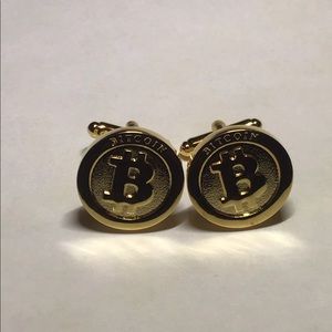 Bitcoin cryptocurrency gold tone cufflinks